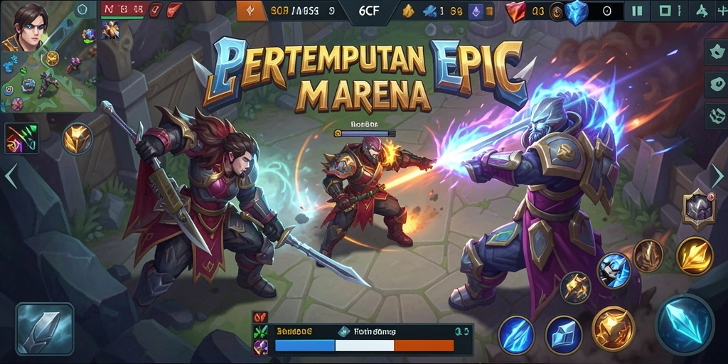 Screenshot gameplay menampilkan pertempuran seru antara karakter di 6CF.