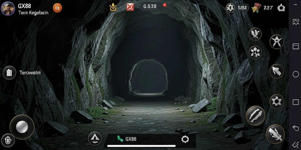 Tampilan gameplay GX88 yang mencekam dan menantang.