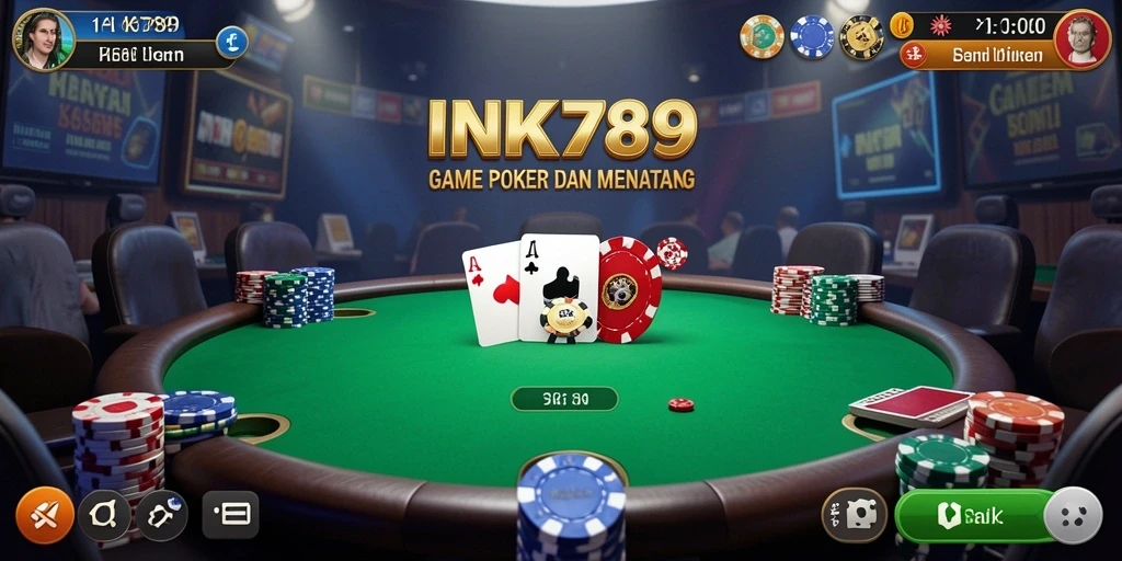 Tampilan gameplay poker yang mendebarkan dan kompetitif.