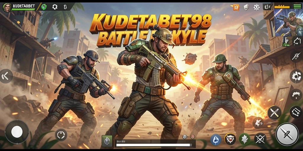 Screenshot permainan KUDETABET98 menampilkan aksi intens Battle Royale.