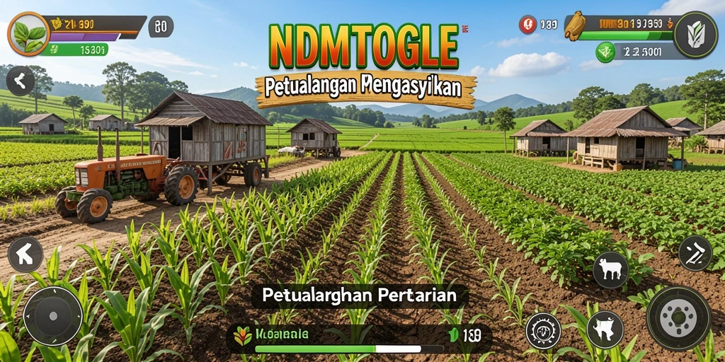 Tangkapan layar gameplay yang menunjukkan proses bercocok tanam dan panen.