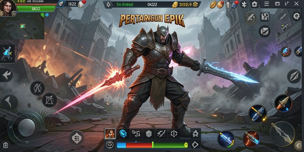 Screenshot gameplay OH222 menampilkan aksi strategi yang epik dan grafis menarik.