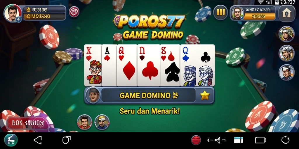 Screenshot gameplay Domino di POROS77 yang menarik dan seru.